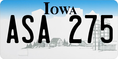 IA license plate ASA275