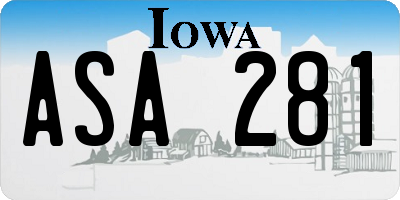 IA license plate ASA281