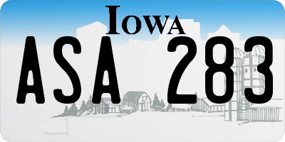 IA license plate ASA283