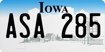 IA license plate ASA285