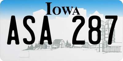 IA license plate ASA287
