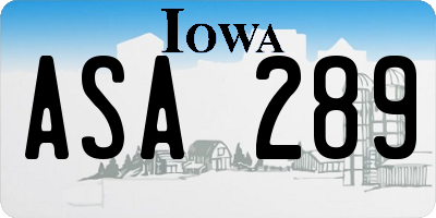 IA license plate ASA289