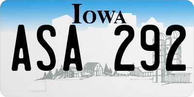 IA license plate ASA292