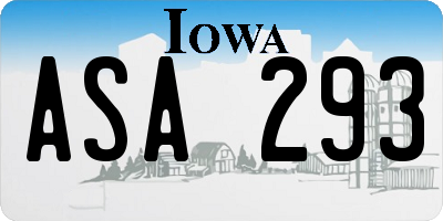 IA license plate ASA293