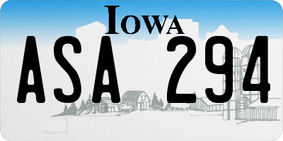 IA license plate ASA294