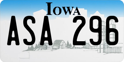 IA license plate ASA296