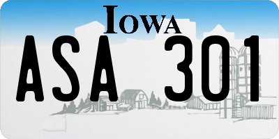 IA license plate ASA301