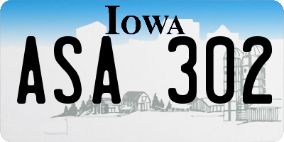 IA license plate ASA302