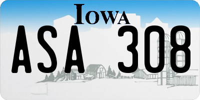 IA license plate ASA308