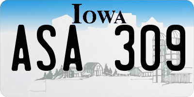 IA license plate ASA309