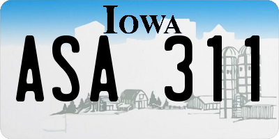 IA license plate ASA311