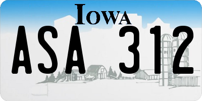 IA license plate ASA312