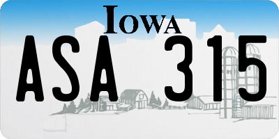 IA license plate ASA315