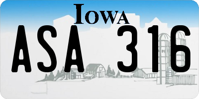 IA license plate ASA316