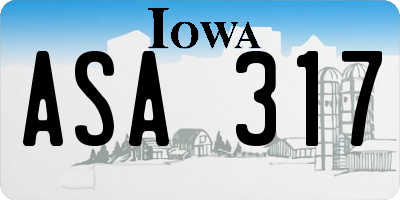 IA license plate ASA317