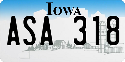 IA license plate ASA318