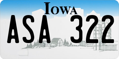 IA license plate ASA322