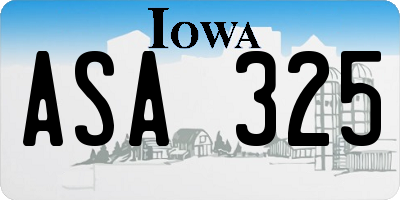 IA license plate ASA325