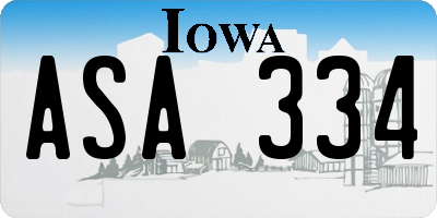 IA license plate ASA334