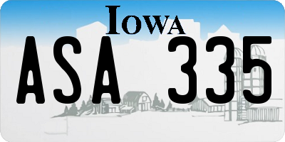 IA license plate ASA335