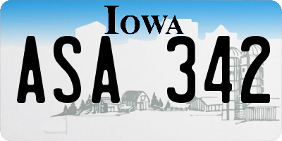 IA license plate ASA342
