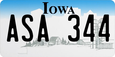 IA license plate ASA344