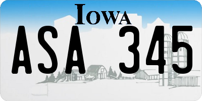IA license plate ASA345