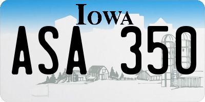 IA license plate ASA350
