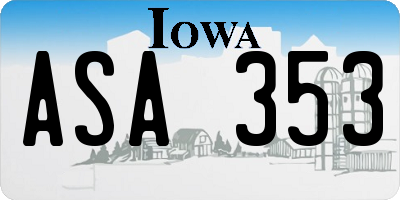 IA license plate ASA353