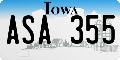 IA license plate ASA355