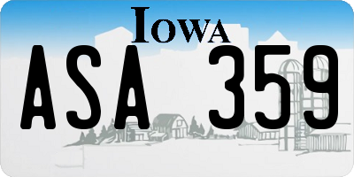 IA license plate ASA359