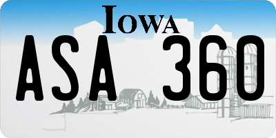 IA license plate ASA360