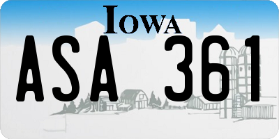 IA license plate ASA361