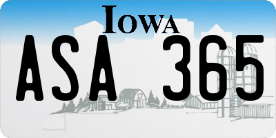 IA license plate ASA365