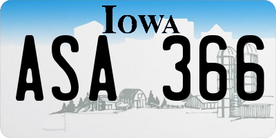 IA license plate ASA366