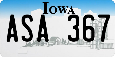 IA license plate ASA367
