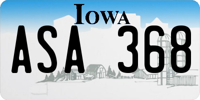 IA license plate ASA368