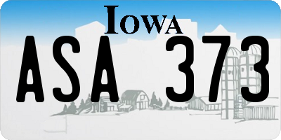 IA license plate ASA373