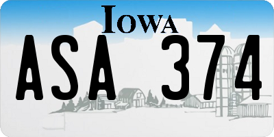 IA license plate ASA374