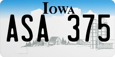 IA license plate ASA375