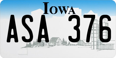 IA license plate ASA376