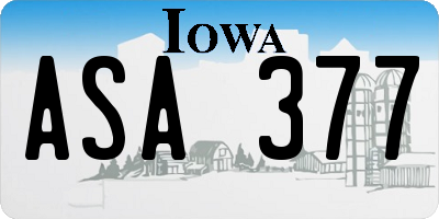 IA license plate ASA377
