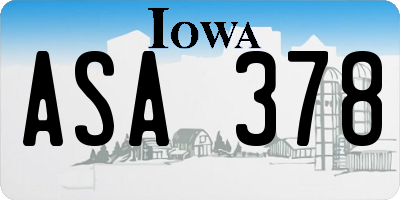 IA license plate ASA378