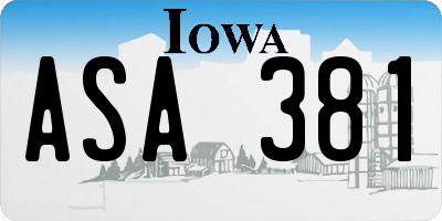 IA license plate ASA381