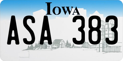 IA license plate ASA383