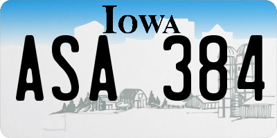 IA license plate ASA384