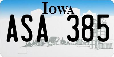 IA license plate ASA385
