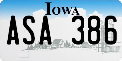 IA license plate ASA386