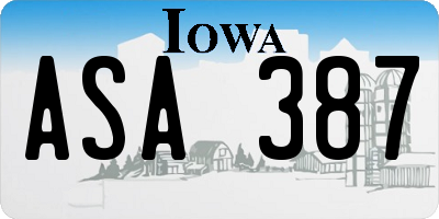 IA license plate ASA387