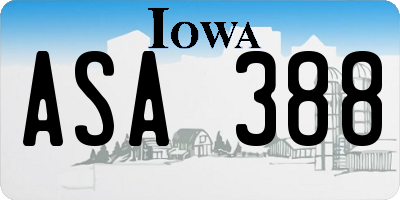 IA license plate ASA388
